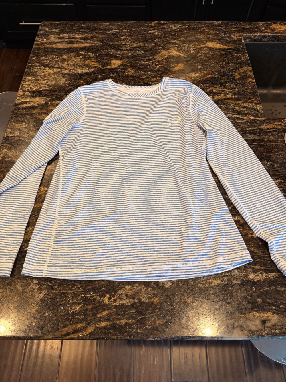 Vineyard Vines Performance Mens Long Sleeve Stripe Tee - Blue & White M